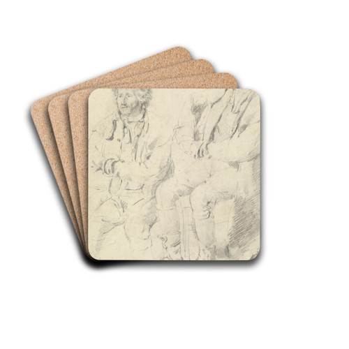 Two Studies of a Seated Man by James Ward Drink Coasters - set of 4