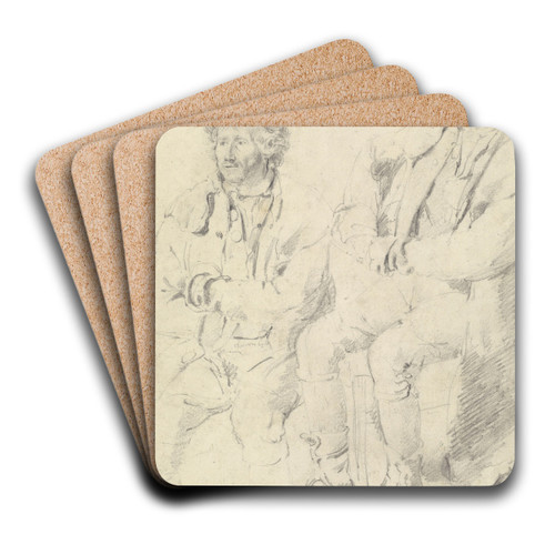 Two Studies of a Seated Man by James Ward Art Drink Coaster set