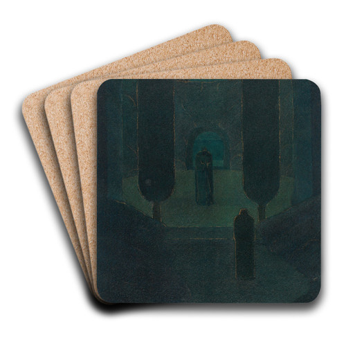 Cloaked Figures in a Dark Garden by Herbert Crowley Art Drink Coaster set