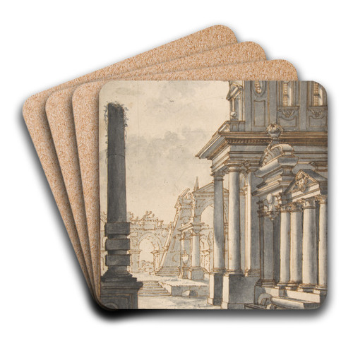 Facade and Ruins by Mauro Antonio Tesi Art Drink Coaster set