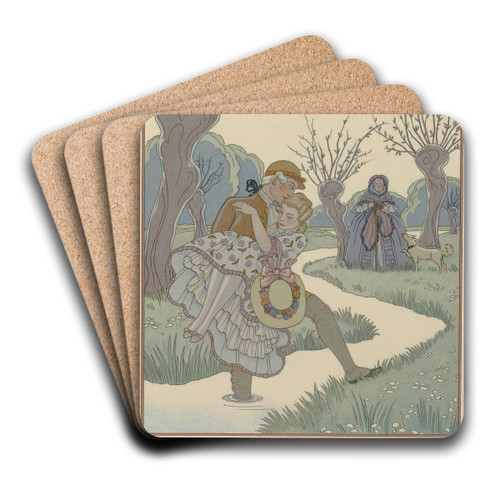 Les Liaisons Dangereuses by George Barbier Art Drink Coaster set