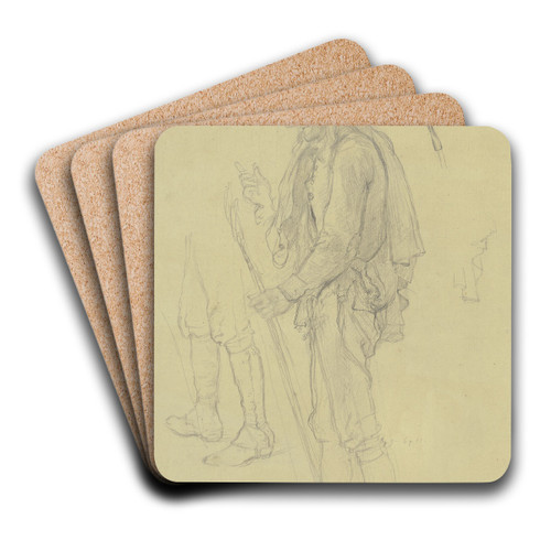 Schfer, ganze Figur, Profil nach links by Johann Jakob Hoff Art Drink Coaster set