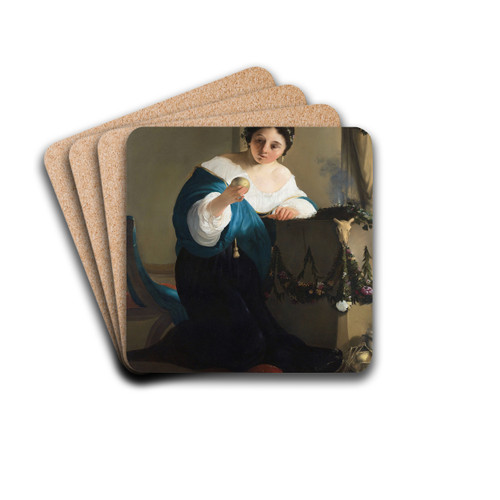 Cydippe With The Apple of Acontius by Paulus Bor Drink Coasters - set of 4