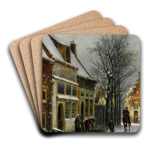 A View Of Haarlem by Cornelis Springer Art Drink Coaster set