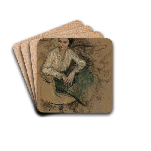 Portrait d'Irne Montanet by douard Vuillard Drink Coasters - set of 4 Portrait d'Irne Montanet by douard Vuillard Drink Coasters - set of 4