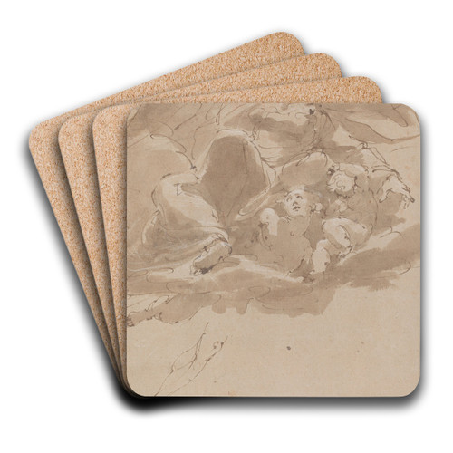 God the Father with Angels by Italian 17th Century Art Drink Coaster set