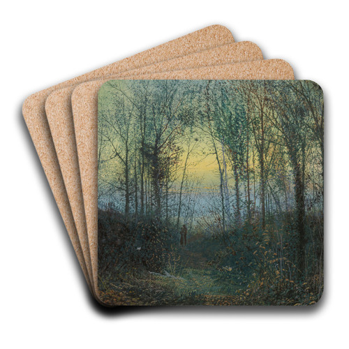Lovers in a wood by John Atkinson Grimshaw Art Drink Coaster set Lovers in a wood by John Atkinson Grimshaw Art Drink Coaster set