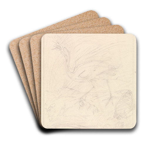 Crane and Frogs by Samuel Howitt Art Drink Coaster set