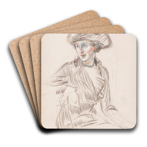 Rouva Anni Lagerborg by Magnus Enckell Art Drink Coaster set