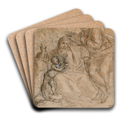 The Holy Family with a Female Saint by Giovanni Antonio Burrini Art Drink Coaster set