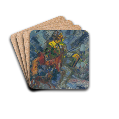 Hunter in a Blue Forest by Arnold Peter Weisz-Kubnan Drink Coasters - set of 4