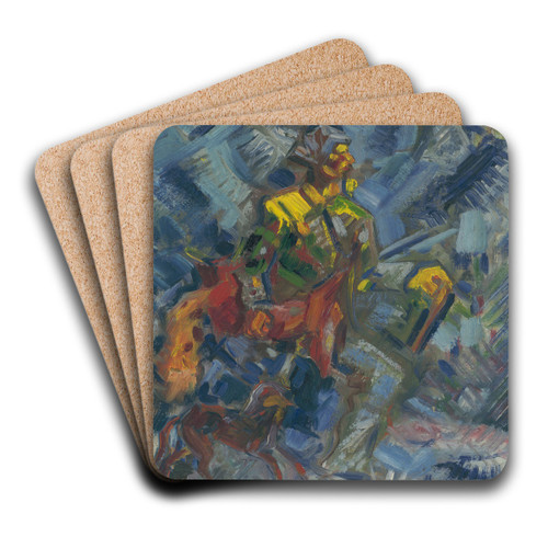 Hunter in a Blue Forest by Arnold Peter Weisz-Kubnan Art Drink Coaster set