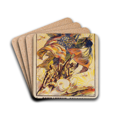 Ils combattent; Souscrivons by Victor Emile Prouv Drink Coasters - set of 4
