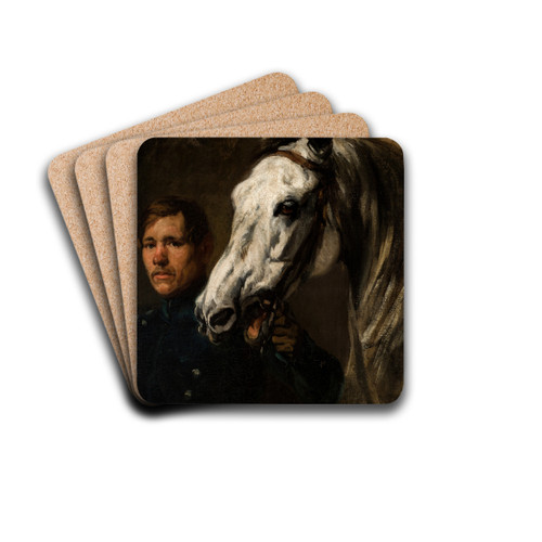 Stable Boy Holding the Horse by the Bridle by Piotr Michaowski Drink Coasters - set of 4 Stable Boy Holding the Horse by the Bridle by Piotr Michaowski Drink Coasters - set of 4