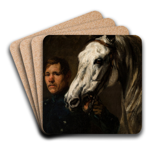 Stable Boy Holding the Horse by the Bridle by Piotr Michaowski Art Drink Coaster set