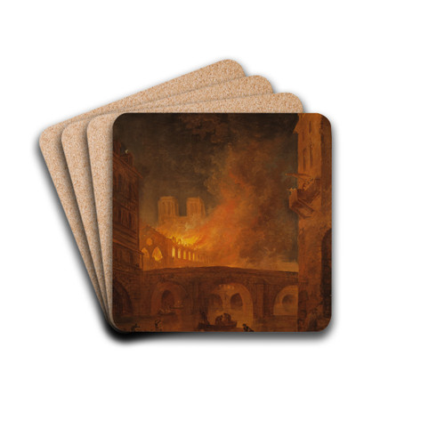 The Fire of Htel-Dieu in Paris by Hubert Robert Drink Coasters - set of 4