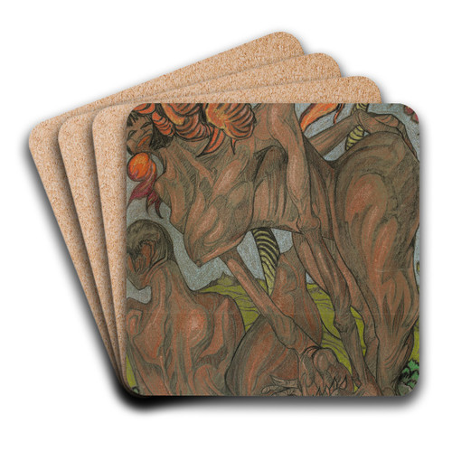 Composition  Temptation of Adam by Stanisaw Ignacy Witkiewicz Art Drink Coaster set