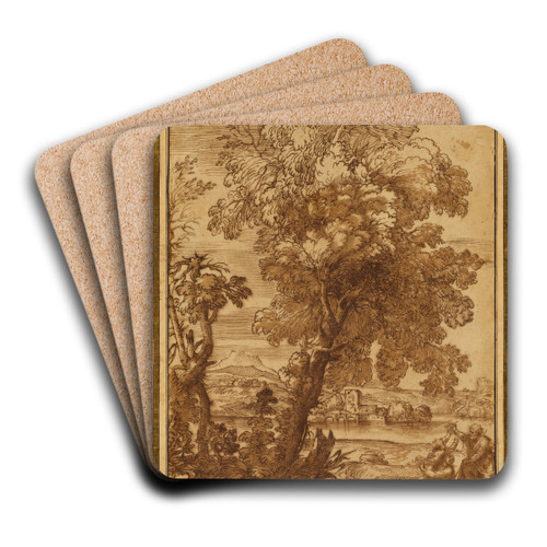 Landscape with the Holy Family (Rest on the Flight into Egypt) by Alessandro Algardi Art Drink Coaster set