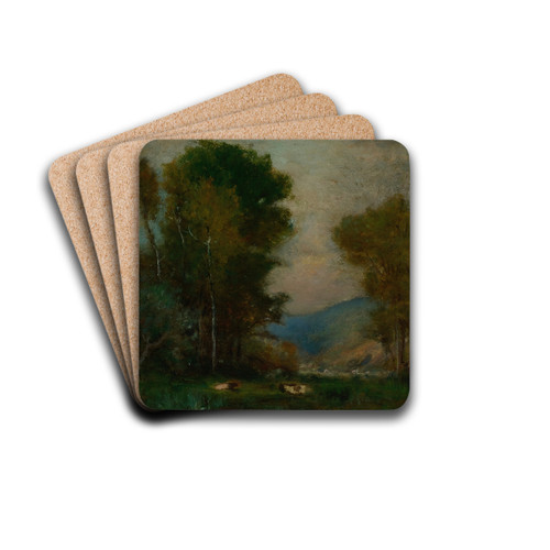 Cows By A Stream by George Inness Drink Coasters - set of 4