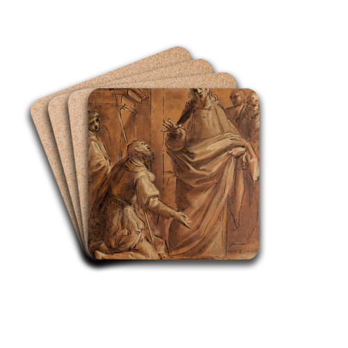Christ et le centurion by Giacomo Cavedone Drink Coasters - set of 4