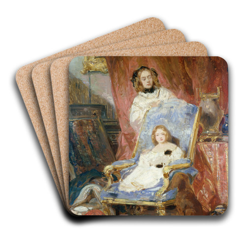 Portrait de Madame Isabey et de sa fille by Eugne Isabey Art Drink Coaster set