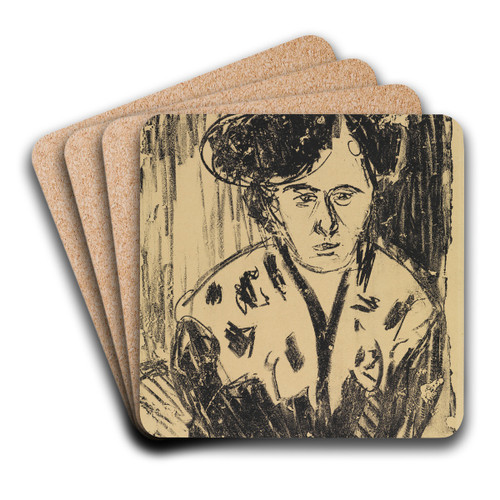Frau im Spitzenkragen by Ernst Ludwig Kirchner Art Drink Coaster set