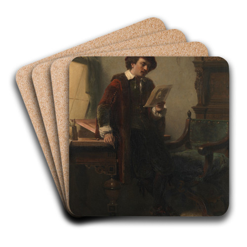 Rembrandt in his studio by Nicolaas Pieneman Art Drink Coaster set