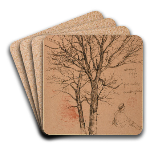 tudes d'arbres, de personnage et de mouton by Jacques-Raymond Brascassat Art Drink Coaster set