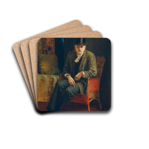 Selbstportrt Mit Zylinder by Josef Engelhart Drink Coasters - set of 4