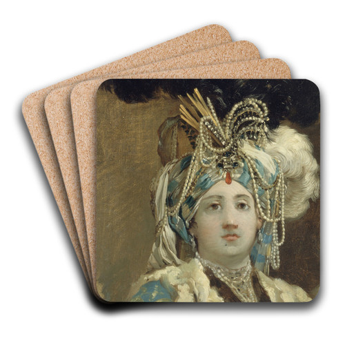Sultane reine by Joseph-Marie Vien Art Drink Coaster set Sultane reine by Joseph-Marie Vien Art Drink Coaster set