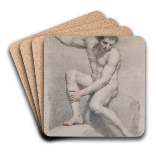 A Seated Male Nude by Anton Raphael Mengs Art Drink Coaster set