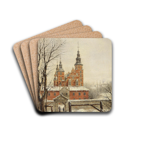 Rosenborg ved vintertide by Carl Frederik Aagaard Drink Coasters - set of 4 Rosenborg ved vintertide by Carl Frederik Aagaard Drink Coasters - set of 4