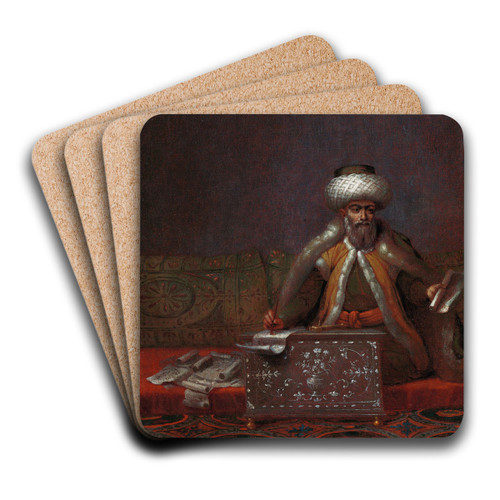 The Reis Effendi, Head of the Chancery by Jean Baptiste Vanmour Art Drink Coaster set The Reis Effendi, Head of the Chancery by Jean Baptiste Vanmour Art Drink Coaster set