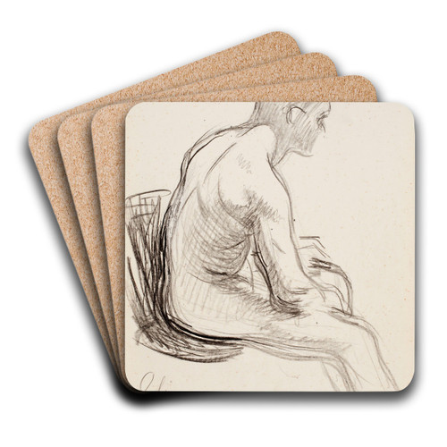 Istuva alaston mies by Magnus Enckell Art Drink Coaster set