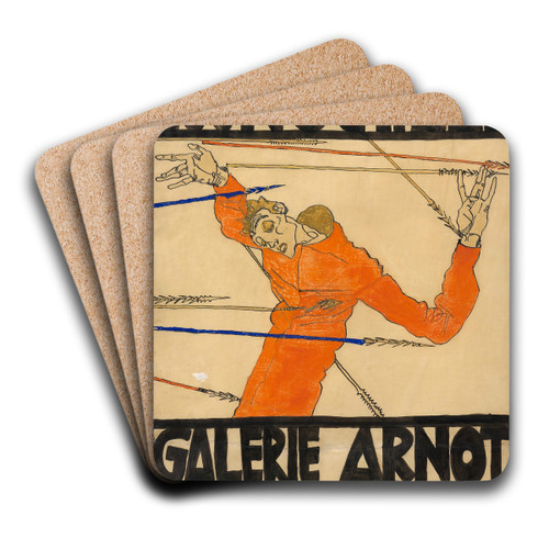 Plakat der Schiele-Ausstellung in der Galerie Arnot by Egon Schiele Art Drink Coaster set