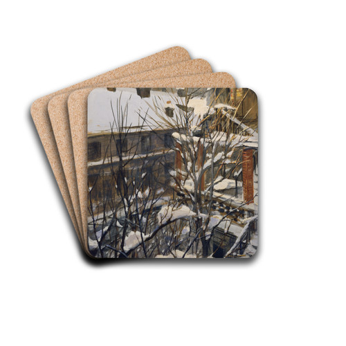 Blick Aus Meinem Fenster by Josef Engelhart Drink Coasters - set of 4