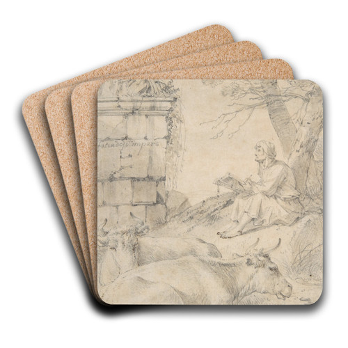 Artist Drawing in an Italianate Landscape by Jan van Ossenbeeck Art Drink Coaster set