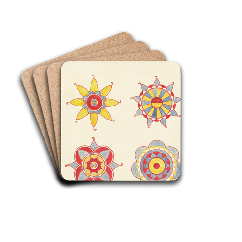 Ceiling Decoration, Detail of (From a Restoration) by Randolph F. Miller Drink Coasters - set of 4 Ceiling Decoration, Detail of (From a Restoration) by Randolph F. Miller Drink Coasters - set of 4