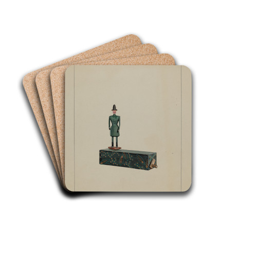 Toy - Man on Music Box by John Fisk Drink Coasters - set of 4
