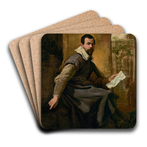 Portrait Of A Man With A Sheet Of Music by Domenico Fetti Art Drink Coaster set Portrait Of A Man With A Sheet Of Music by Domenico Fetti Art Drink Coaster set