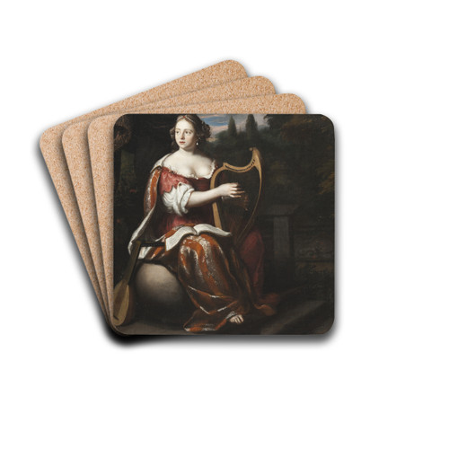 A Lady Playing the Harp by Martin Mytens Drink Coasters - set of 4