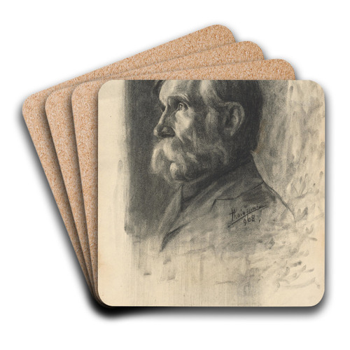 Portrt starho fzatho mua by Jn Thain Art Drink Coaster set