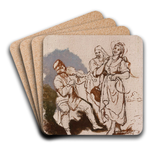 Genre scene, sketch by Marcin Kasiewicz Art Drink Coaster set