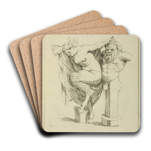 Head and torso of male stayr, and a female satyr by Peter Paul Rubens Art Drink Coaster set