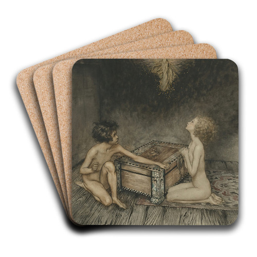 Pandora and Epimetheus by Arthur Rackham Art Drink Coaster set