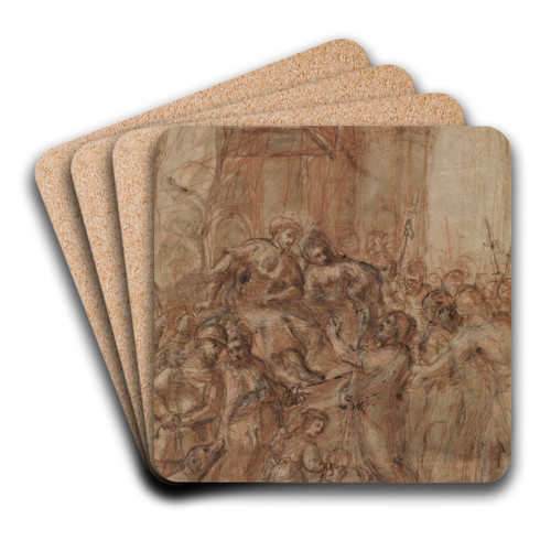 Saint John the Baptist before Herod and Herodias by Circle of Morazzone (Pier Francesco Mazzucchelli) Art Drink Coaster set