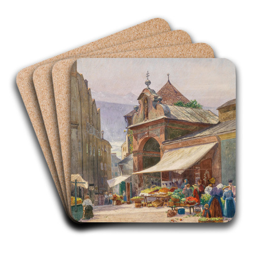 Markt in Hall by Hans Wilt Art Drink Coaster set