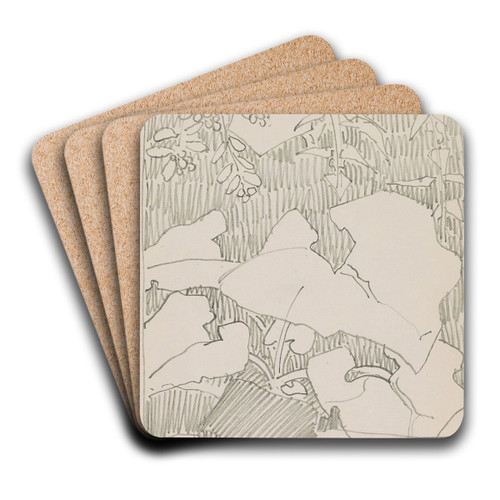Plant en hangende takken met bladeren by Reijer Stolk Art Drink Coaster set
