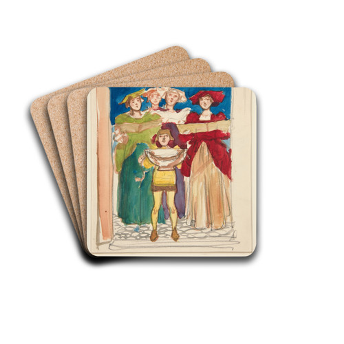 Sketch for ChristmasCard by Edwin Austin Abbey Drink Coasters - set of 4