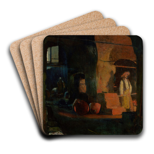 At a Forge in a Copper Smithy by Dominik Skuteck Art Drink Coaster set